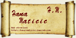 Hana Matičić vizit kartica